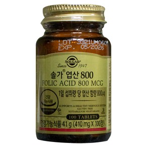 솔가 엽산 800, 100정, 1개