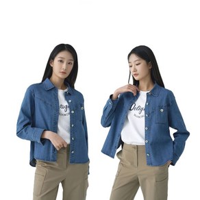 지센 여성 포켓 업사이드 다운 데님 셔츠 여자 캐주얼 청남방 LCWSO321