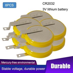 8PCS CR2032 단추 세포 건전지 3V 리튬 건전지 210mAh 동전 건전지 탭 자동차 열쇠를위한 납땜 발 납땜 용접