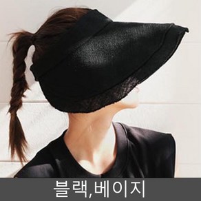 린넨 돌돌말이 여름 모자 찍찍이 사이즈 조절 블랙