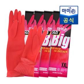 마미손 빅사이즈 XXL (특특대) 고무장갑 x 4개, 레드, 특대(XL) 이상