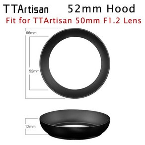 TTAtisan 50mm F1.2 카메라 렌즈용 금속 후드 액세서리 52mm, 1)52mm, 1개