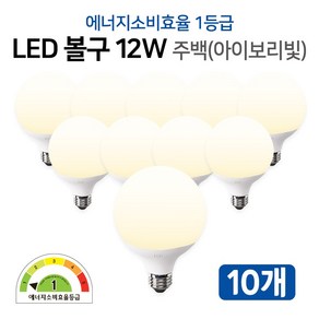 라인라이팅 LED 에코 볼구 12w 에너지소비효율 1등급 제품 (주광/전구/주백), 10개, 주백색