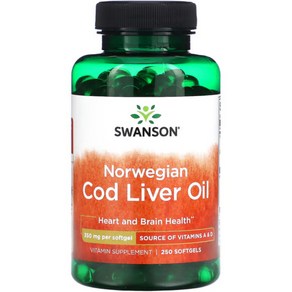 Swanson 스완슨 Cod Liver Oil 노르웨이 코드리버오일 대구 간유 250 소프트겔