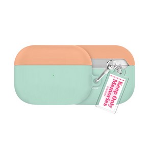 투톤 라벨 컬러팝 에어팟프로2세대 하드 케이스 키링 세트, AiPods Po(2세대), 텐저린민트, 1개