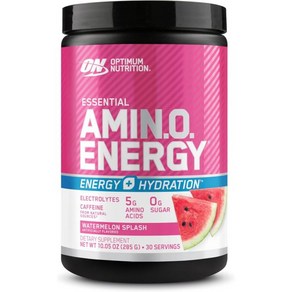 옵티멈 뉴트리션 Optimum Nutition Amino Enegy Powde Plus Hydation with BCAA Electolytes and Caffeine Pi, Watemelon Splash, 30 Sevings (Pack of 1), 1개