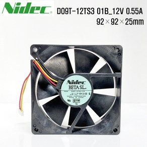 NIDEC D09T-12TS301B DC FAN DC12V 92mm 25mm 쿨링팬, 1개