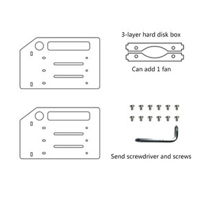 냉각 팬 공간이있는 3.5 인치 HDD SSD DIY 스토리지 아크릴 랙 선반을위한 다층 하드 드라이브 케이지 하드 드라이브 브래킷, 3 층, 1개