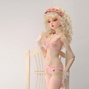 돌모아 구체관절인형의상 56cm 60cm SD 분홍 레이스 란제리 속옷 세트 SD - Rua Lacy ba + Panty set (Pink), 핑크, 1개