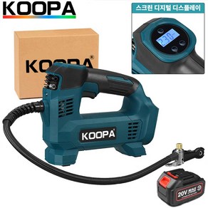 KOOPA TOOL 11.1Ba 코드가없는 재충전 용 전기 공기 펌프 koopa 20V 건전지를위한 휴대용 차 타이어 팽창기 공기 압축기 팽창 식 펌프, 2x 배터리, 1개