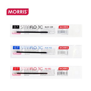 모리스 스타플로 3C 리필심 낱개 0.7mm 볼펜심 검정 파랑 빨강, 1개, 빨강(1개입)