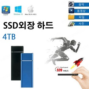 이동식 SSD 하드디스크 16TB 8TB 4TB 2T 1T 고속, 블루, 5TB