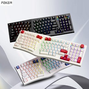 [ XC샵 ] FEKER Alice98 PRO 기계식 게이밍 키보드 98%배열 1600만색RGB 8000mah 전키핫스왑DIY, 무선버전-로즈축(정음축), 블랙, Alice98po, 제조사축