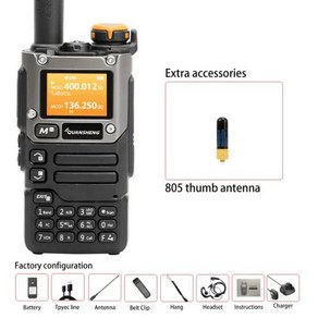 Quansheng UV-K6 워키토키 UHF VHF DTMF FM 스크램블러 NOAA 주파수 양방향 5W 에어 밴드 라디오 타입 C 충전, 1개, 24) 805 thumb antenna - Ameic