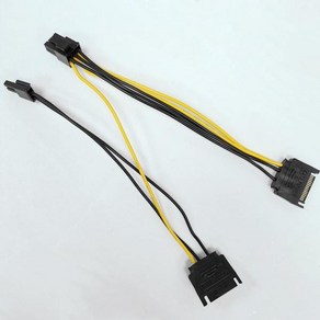 듀얼 Male SATA 15pin to PCIE PCI-e PCI Expess 8p 6 2pin GPU 그래픽 카드 전원 공급 장치 케이블 18AWG 20cm 마이닝, 1개