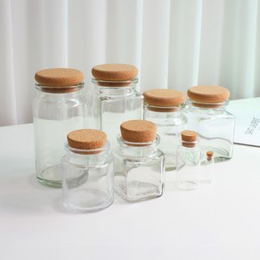 코르크 유리병 모음전/사각 원형 드라이플라워병 양념통 밀폐용기, 05. 원형/2ml, 1개