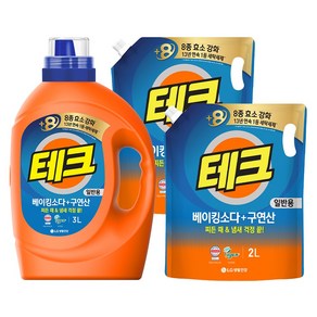 테크 베이킹+구연산 실내건조 액체세제 일반용 용기 3L + 리필 2L x 2개, 1개