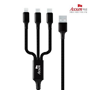 [액센코리아] USB-A 2.0 to 3in1 고속 충전케이블 SK118 [1.2m], 1개