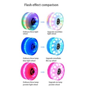 스케이트 스케이팅 롤러 바퀴 업 더블 보드 쿼드 로우 6LED 라이트 휠, Blue, 1개