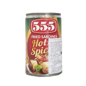 필리핀 555 유탕 정어리 핫앤스파이시 155g / FRIED SARDINES HOT SPICY 통조림, 1개