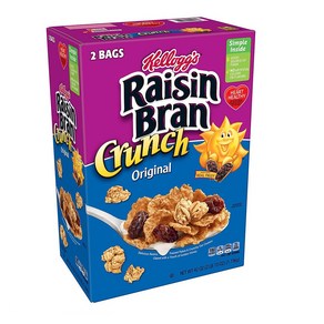 켈로그 시리얼 오리지널 레이진 브랜 크런치 1.19kg Kellogg's Oiginal Raisin Ban Cunch Beakfast Ceeal (42 oz.), 1개, 1mg