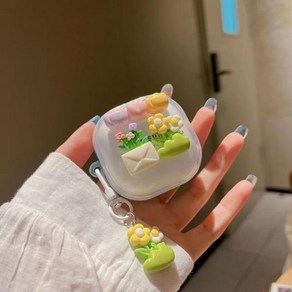갤럭시 버즈 3 2 1 po 프로 fe 캐릭터 케이스 굿즈 귀여운 3D 플라워 치즈 클리어 헤드폰 소프트 라이브 비즈 펜던트 커버 프로용, [00] M, [00] Ol, 1개