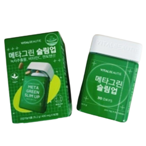 바이탈뷰티 메타그린 슬림업 420mg x 60캡슐 녹차추출물 비타민C 판토텐산 카테킨 360mg 체지방 식이대사 관리, 1개, 60정