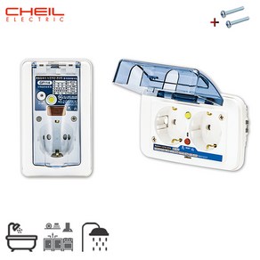 연서전기조명 제일전기공업 방우누전차단콘센트 1구 2구 방우콘센트 화장실 욕실 샤워실 세탁실 GF114 누전방우콘센트 CHEIL, 1번 콘센트 세로형 1구, 1개