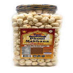 Rani Phool Makhana (Fox Nut / Popped Lotus Seed) 9 Rani Phool Makhana (여우 열매 / 터진 연꽃 씨앗) 9.4oz (270g, 1개, 270g