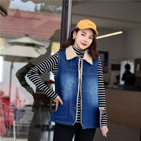 여성 기모 데님 조끼 봄 가을 겨울 간절기 두꺼운 오버핏 여자 베스트 외출 상의 denim vest women JX1295