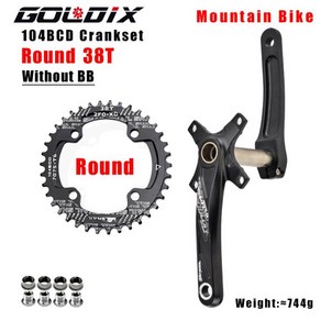 GOLDIX 산악자전거 부품 크랭크셋 넓고 좁은 톱니 원형 타원형 체인링 MTB 104BCD 170mm 175mm 크랭크 32T 34T 36T 38T, Cank Round 38T, 15 Cank Round 38T, 1개