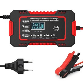 자동차 배터리 충전기 AGM 젤 납산 펄스 수리 바이크 오토바이 LCD 디스플레이 직 6A 12V, [02] EU Red, 02 EU Red