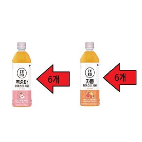 맥널티 복숭아 아이스티 제로 6개 + 자몽 아이스티 제로 6개 총12개( 500ml), 500ml, 12개