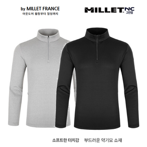 밀레[MILLET] 남성 겨울 간절기 뛰어난 신축성 부드럽고 보온성이 우수한 기모 멜란지 집업티셔츠 MVSWT433