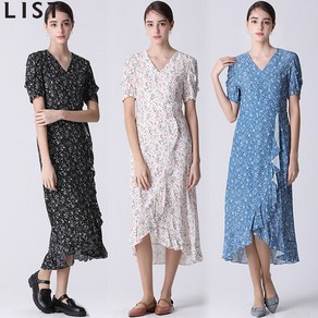 [리스트(LIST)] 로맨틱 플라워 러플 브이넥 원피스 (택가격 238000원)