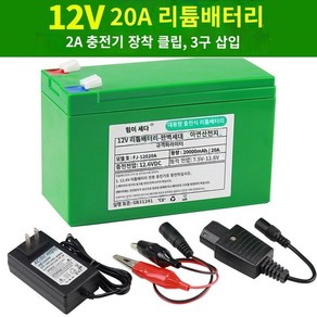 전동분무기 리튬배터리 12v 농업용 살포기, F. 20A리튬배터리+2A충전기, 1개