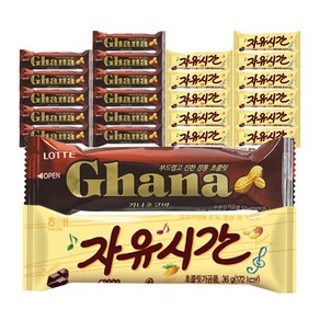 해태 자유시간 36g x 12개 + 롯데 가나초코바 땅콩 45g x 12개