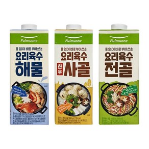 풀무원 요리육수 1000ml 3종 (해물+한우사골+전골) 1세트 국물요리 간편육수, 1개, 1L