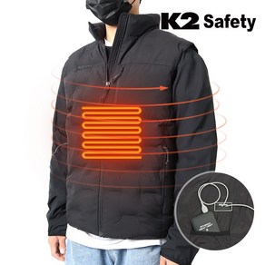 K2 SAFETY 발열조끼 usb 하이브리드 겨울 발열 조끼 겨울 등산 배터리 포함