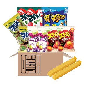 알뜰애 젤리모음 5종 10개세트(리찌알맹이 왕꿈틀이 키위알맹이 포도알맹이 자두알맹이씩)+올따옴집게, 1세트, 696g