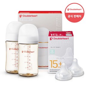 더블하트 모유실감 3세대 PPSU 베이직 트윈팩 240ml+젖꼭지(2입), 제뉴인화이트 트윈팩, 3세대 젖꼭지3L, 1개