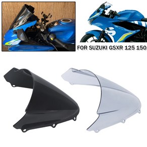 안전 스즈키 GSX R125 R150 GSXR 125 150 - 용 플라이 스크린 더블 버블 윈드 디플렉터 투어링 바이크 오토바이 실드 프로텍터, [02] Light Smoke, 1개