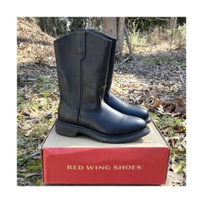 Red Wing Shoes 신품 RED WING PECOS 1125 블랙 가죽 작업 부츠 풀온 미국산 사이즈 8 D 읽기 ed wing