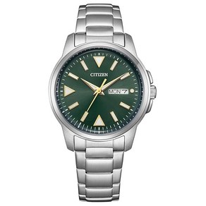 무상 [CITIZEN] 손목시계 광발전 에코·드라이브 데이＆데이트 3침 방수 야광 심플 그린 BM8180-71 W 맨즈 실버