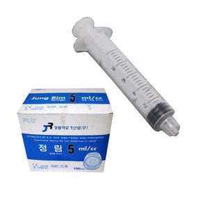 정림 루어락주사기 5cc 100개 (Lue-Lok Syinge) 무침, 1세트