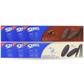 오레오 씬즈 84g 혼합 x6개(화이트 크림x3 + 초코 크림x3), 1개