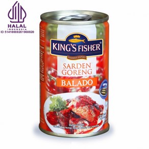 Yes!Global King's Fishe Sadines in Balado 킹스피셔 사딘 발라도 (155g Halal 할랄), 155g, 5개