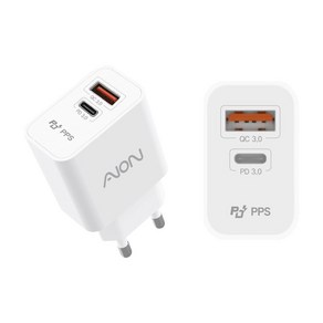 AION PPS 25W PD 3.0 C타입 QC 3.0 USB 듀얼 2 포트 고속 가정용 충전기 본체 케이블 미포함, 1개, 화이트