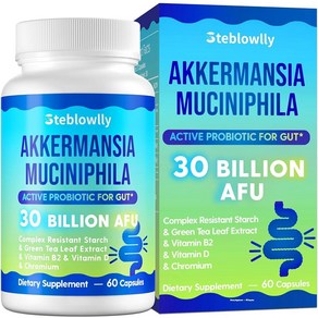 Akkemansia Muciniphila Akkemansia 프로바이오틱스 여성 및 남성용 라이브 스트레인 프로바이오틱스 - 300억 AFU 장 소화 안감 기능 향상 G, 1개, 60정