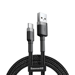 베이스어스 기본 USB C타입 QC 3.0 고속 충전 케이블 2M, 그레이블랙, 1개